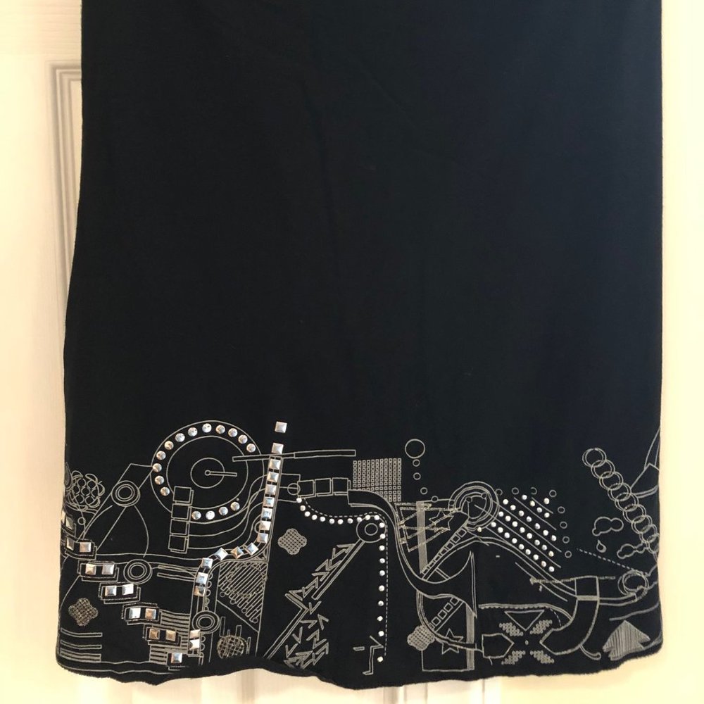 Silver Metallic Embroidered Black Skirt